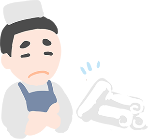 困った店主のイラスト