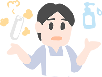 困った店主のイラスト